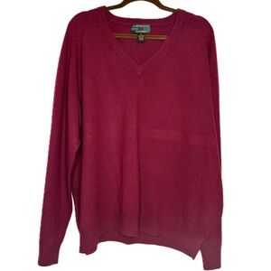 Vintage Alexander Julian Colours V-Neck Sweater in Rich Red 100% Cashmere Sz. XL